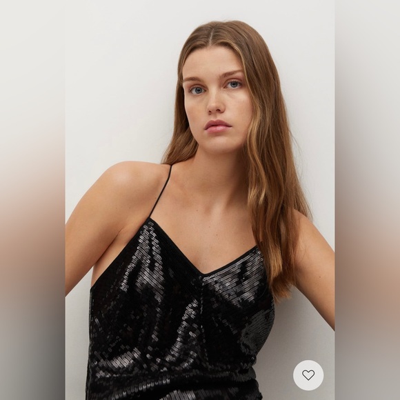 MNG Mango Black Sequins Fringe Party Evening Cocktail Gatsby Inspired Dress - Picture 9 of 10